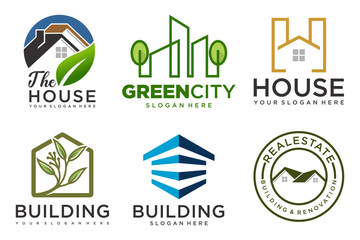 Real Estate Logo, house logo and building logo icon set .design template vector illustration