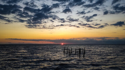 Beautiful sunset on the beach in Lombok Island, Indonesia