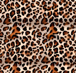 Fototapeta premium leopard fur background, Leopard Skin Seamless 3d Pattern Design, skin, fur, print, cheetah, fabric, AI generated 