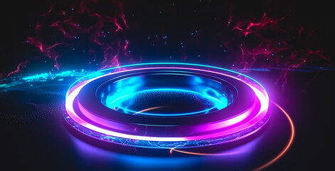 Obraz premium Abstract background with glowing ring, generative AI. Generative AI