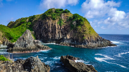 Beautiful nature of cliff and the sea in tropical island of Lombok Island, Indonesia