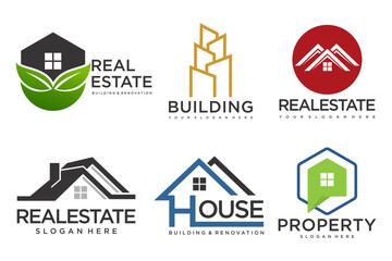 Real Estate Logo, house logo and building logo icon set .design template vector illustration