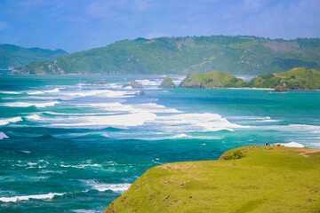 The beautiful sea view from Merese hill, Mandalika, Lombok Island, Indonesia