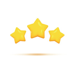 3d three stars, glossy yellow colors. Vector