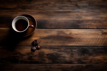 Cup of Coffee on the Wooden Table .Generative AI.