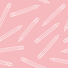 pencils seamless pattern hand drawn in doodle style. back to school background