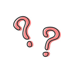Vector illustration of hand drawn doodle question mark with marker pen isolated on background.