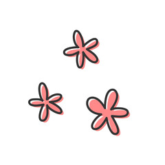 Vector illustration of hand drawn flowers icon isolated on background.  Cute floret drawn in doodle style with marker pen.