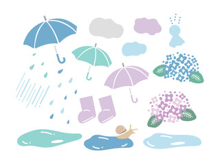 雨の日イラスト　セット