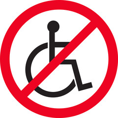 No disabled people flat symbol icon. Forbidden sign isolated on white background.illustration