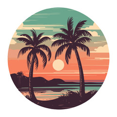 beach with sunset logo vector