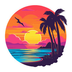 Fototapeta na wymiar beach with sunset logo vector