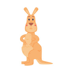 Funny Kangaroo Marsupial Animal Standing and Smiling Vector Illustration