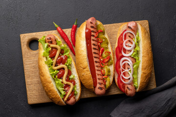 Various hot dog