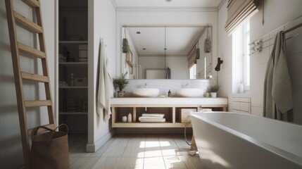 Fototapeta na wymiar Simple and uncluttered bath room interior. AI generated