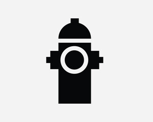 Fire Hydrant Water Emergency Pipe Hose Faucet Extinguisher Firefighting Equipment Black and White Icon Sign Symbol Vector Artwork Clipart Illustration