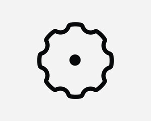 Gear Line Icon. Cog Wheel Cogwheel Transmission Engine Mechanical Settings Setting Icon Sign Symbol Artwork Graphic Illustration Clipart Vector Cricut