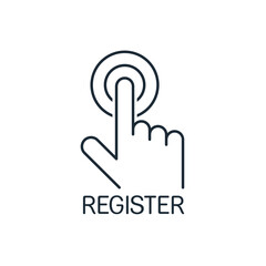 Register  button. Vector linear icon isolated on white background.