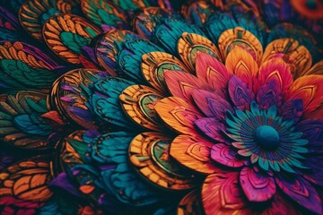 A collection of vibrant and colorful patterns that give a feel of a kaleidoscope. Perfect for backgrounds. Generative AI