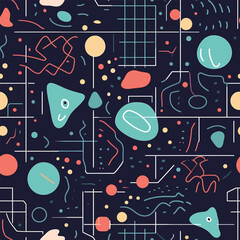 Child's Play: A Seamless Background of Vibrant Doodles and Abstract Lines
