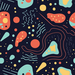 Happy Thoughts: A Colorful Seamless Background of Playful Doodles and Lines
