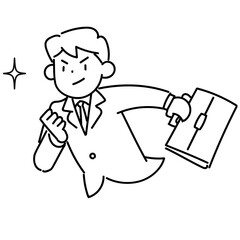 やる気満々の表情で走るビジネスマンの上半身