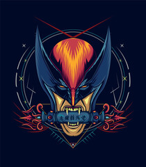 masked ninja bites the forbidden scroll letter. awesome illustration for clothing, apparel and merchandise