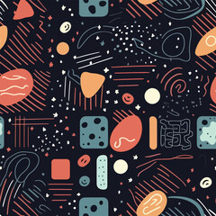 Joyful Sketches: A Playful Seamless Background of Dots and Doodles for Children Design
