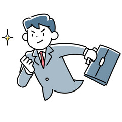 やる気満々の表情で走るビジネスマンの上半身