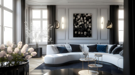 illustration of glamour modern style interior design