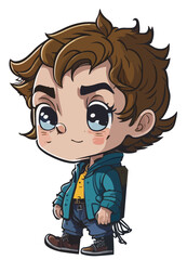 high quality vector illustration of a child boy with a smile isolated on white background.