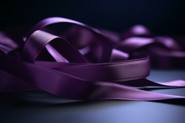 Technology-made ribbon in purple for cancer awareness. Generative AI