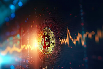 bitcoin mining, trading chart, cryptocurrency illustration made with Generative AI - obrazy, fototapety, plakaty
