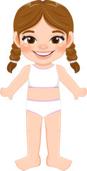 Girl body front side template in women tank top and panty PNG