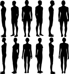 silhouettes of people in some view. isolated image background. man and woman. eps 10