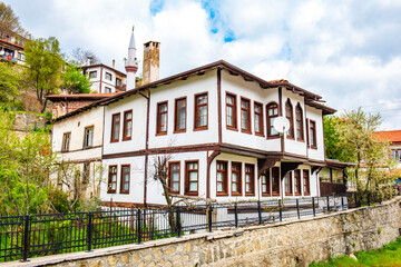 Fototapeta na wymiar Traditional old house in Goynuk District of Bolu, Turkey. Beautiful historical house..
