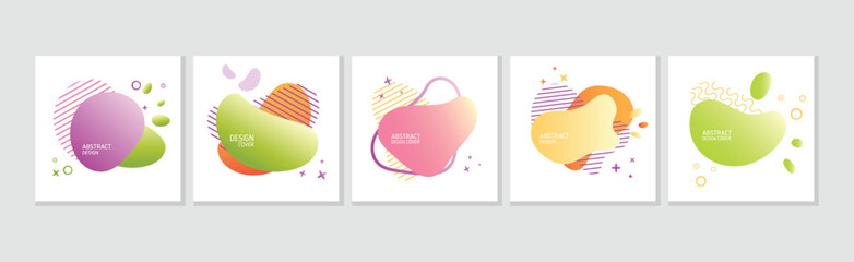 Abstract Design Cover with Fluid Gradient Shape Vector Template Set
