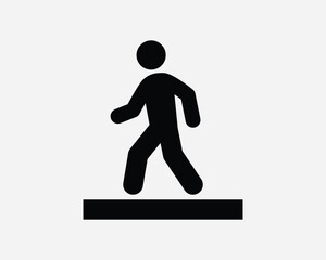 Sidewalk Pavement Walk Walking Cross Street Stick Figure Man Person Human StickmanBlack and White Icon Sign Symbol Vector Artwork Clipart Illustration