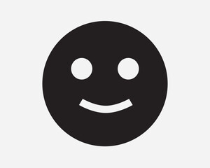 Smiley Face Icon. Smile Happy Joy Satisfied Emoji Symbol. Positive Delight Fun Emoticon Sign. Black Vector Graphic Illustration Clipart Cricut Cutout