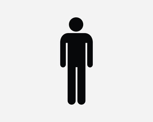 Fototapeta na wymiar Stickman Icon Sign Symbol. Stick Figure Man Male Character Person User Profile Avatar Stand Simple Artwork Graphic Illustration Clipart Vector Cricut