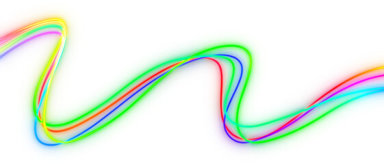 rainbow neon line waves shining colorful