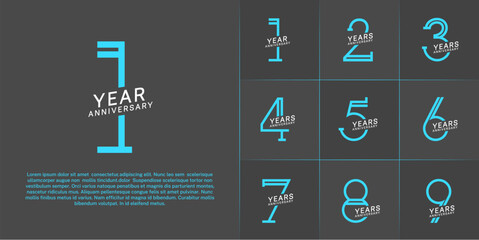 Naklejka premium set of anniversary logotype white and blue color for special celebration event