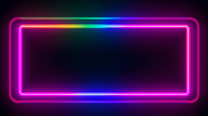 Rectangular Colourful neon border for banner design graphic resources with empty copy space. AI generated