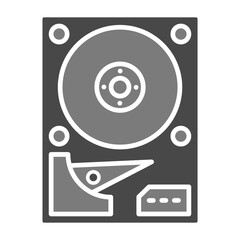 Hard Disk Greyscale Glyph Icon