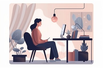 Generative AI. Psychologist online concept. Video call with psychologist through computer by web cam. Psychotherapy online from home. Psychology internet session, health care, mental issue 