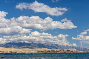 Clouds over Velebit mountain, seen from Pag, Croatia