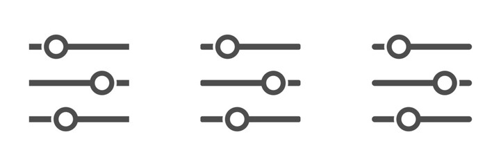  Filter and sort flat vector icons set. Options, settings, adjustment vector signs set