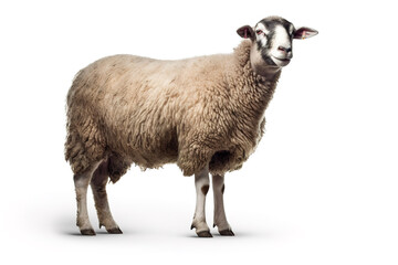 Image of sheep standing on a white background. Farm animals. illustration. Generative AI.