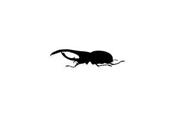 Silhouette of the Horn Beetle or Oryctes Rhinocerus, Dynastinae, can use for Art Illustration, Logo, Pictogram, Website, Apps or Graphic Design Element. Vector Illustration