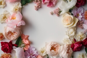 Obraz na płótnie Canvas A frame decorated with flowers. AI generative